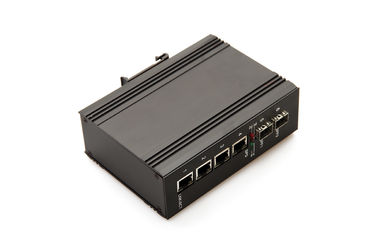 Industrial fiber Ethernet switch POE 2 gigabit fiber port 4 10 / 100 / 1000M RJ45