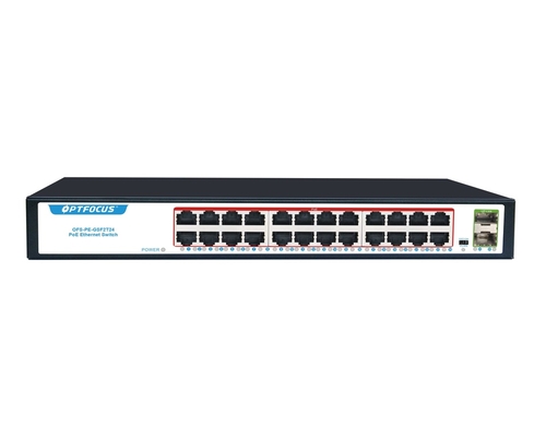 สวิตช์เครือข่ายไฟฟ้า PoE 370W พลังงานภายใน RJ-45 1000 Mbps